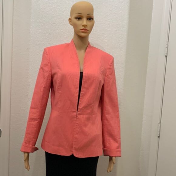 Jones Wear Size 10 Tangerine Snap Waist Rolled Sleeve Woman’s Casual Work Jacket - Picture 1 of 7